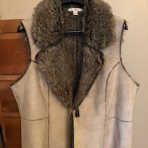 PLUS SIZE 2X REVERSIBLE SUEDE/FAUX FUR VEST